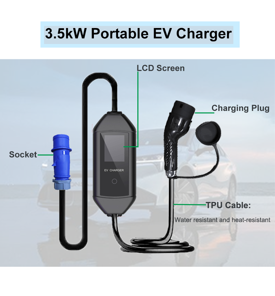 Écran de pieu de charge portable de 3,5 kW type 1