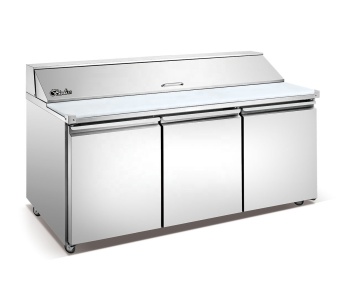 Stainless Steel Refrigerated Sandwich Prep Table with 3 Door Service for Salads