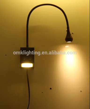 3w Brozen flexible reading wall lamp with 1w screen light