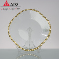 Household Round Shape Transparent Gold Rim glass Plates