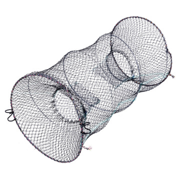 Spring Round Telescopic Mesh Crab Cage with 6 Strands and Knotted Net
