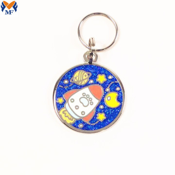 Gifts Metal Handmade Enamel Rocket Ship Keychain