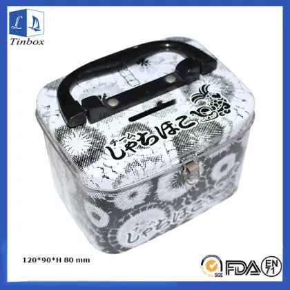 Square Cash Tin Box With Handle Lock