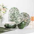 Cena in ceramica verde set di stoviglie in porcellana Lussuosa osso fine piatti di stoviglie lussuosi set ceramica