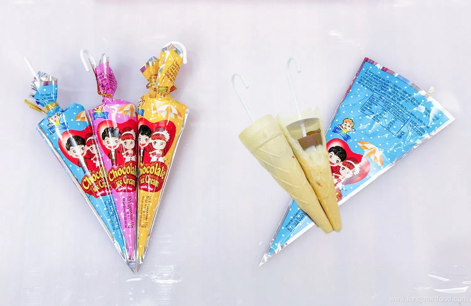 Umbrella-Shaped Chocolate Wafer Cone Candy