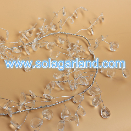 Crystal Bead Leaves Sprigs With Wire Trim