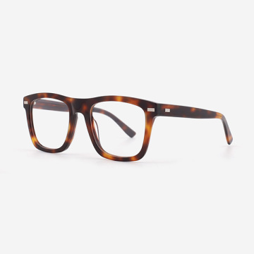 Bevelling Rectangular Acetate Men's Optical Frames