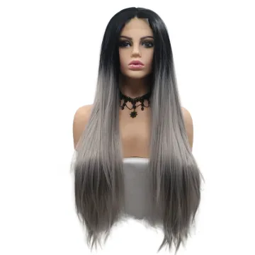 Top Lace Grey Color Wig Gray Lace Front Synthetic Hair Wig