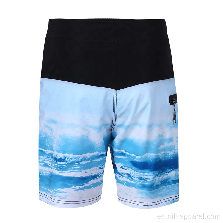 Shorts de playa elásticos de 4 vías con cordón bajo para hombre