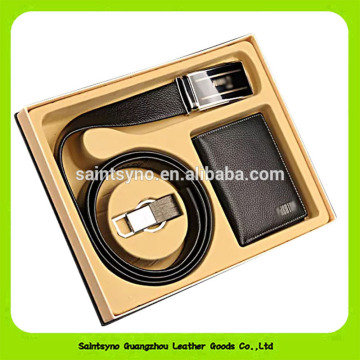 Luxury leather men wallet belt corporate business gift set 16056
