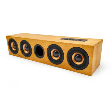 Portable Bluetooth Speaker with RGB LED Lighting and Bamboo Design