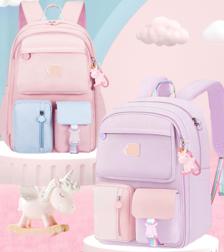 OEM Custom LOGO Nylon Pink Girls Backpack