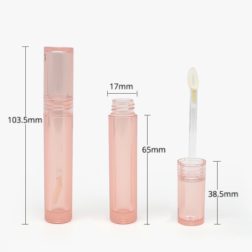 Private Label Custom Logo Pink Transparent Round Brush Lip Gloss Tube