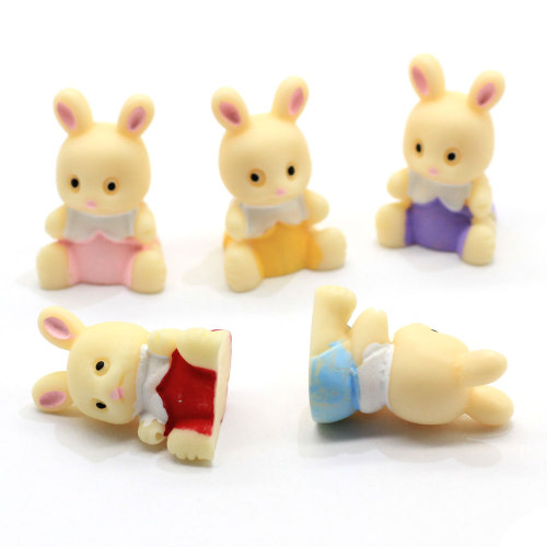 New 3D Animal Rabbit Resin Figurine Fairy Garden Toys Gift for Key Chain Art Decoration Artificial Craft Home Ornament