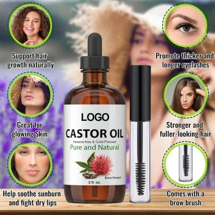 100% Natural Cold Pressed Cosmetics Castor Oil for Hair Eyelashes and Eyebrows