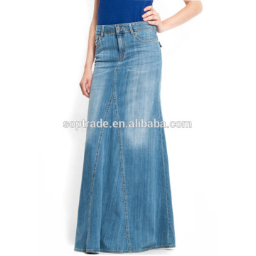 Wholesale Jean Skirt Women High Quality Cotton Maxi Long Denim Skirts