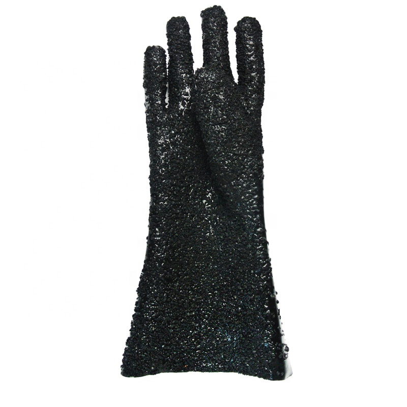 Guantes recubiertos de PVC negro con chips de PVC