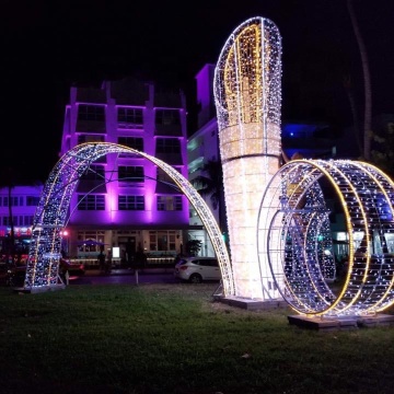 Outdoor LED Ribbon Bow Lights for Commercial Building Christmas Displays