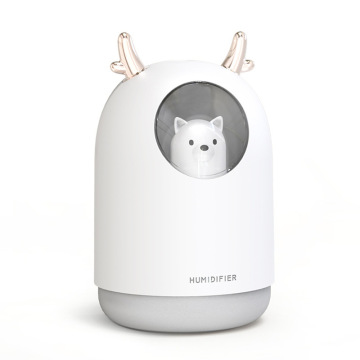 かわいいウサギミニエア加湿器：車とオフィス用のナイトライト付きUSBアロマディフューザー（300ml）