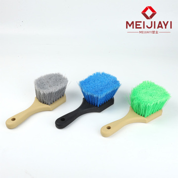 Soft-bristled car wheel rim and tire cleaning brush