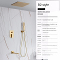 Concealed Shower Square Head Gold Bathroom Shower Set