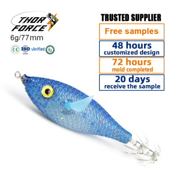 THORFORCE OEM/ODM 77mm 6g Sea Water Floating Fishing Bait - 3D Fisheyes Hard Lure Egi Squid Jig Top Water Wooden Shrimp" 

However, for a more concise and SEO-friendly title, consider:

"77mm Sea Water Floating Fishing Bait - THORFORCE Egi Squid Jig with 