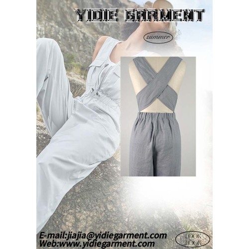 Multi Pocket Utilty Sleeveless Linen Cargo Jumpsuit