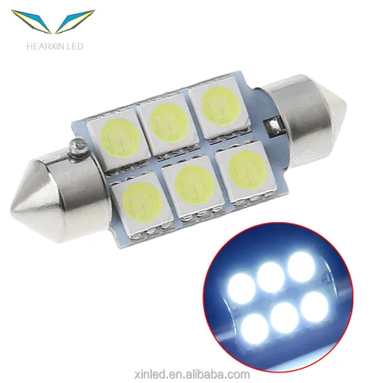 5050 SMD 6LED C5W White LED License Plate Bulb for Car - DC 12V