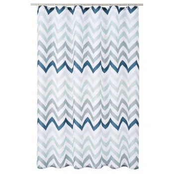 Modern Water-Resistant Fabric Shower Curtain with Grommets and Hooks - Machine Washable for Bathroom