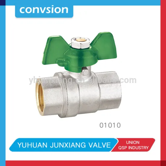 Junxiang 01010 brass ball valve with green butterfly handle
