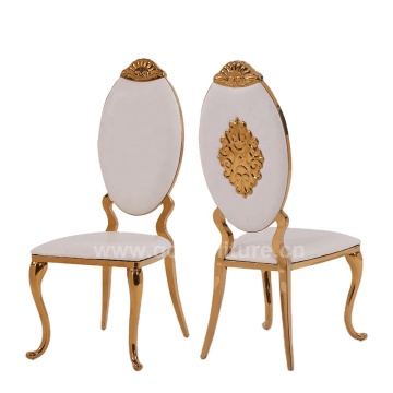 Luxury Dining Chairs: Royal Gold Silver Hotel Banquet Round Back White Leather Dining Room Chairs