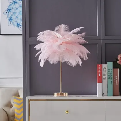 Elegant Ostrich Feather LED Lamp for Modern Bedrooms