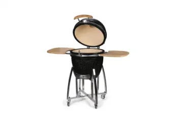 21 in. Ceramic Charcoal Grill in Black with Free Cover