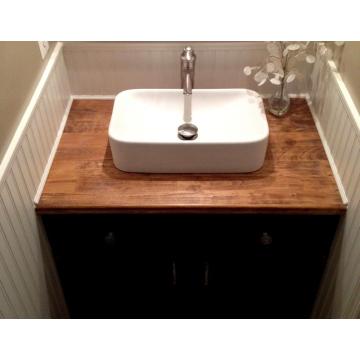 Custom solid wood bathroom vanity countertop