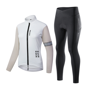 WOSAWE Wholesale OEM Women's Cycling Sets: Soft Shell Jacket & Thermal Fleece Pants with 5D Gel Cushion