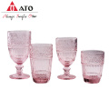 ATO Vintage Engraved Pink Flower Retro Goblet