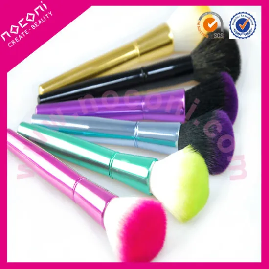 NOCONI promotion colourful aluminum handle single powder brush with 2 tone nylon hair