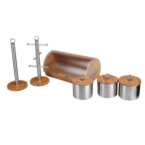 6pcs Kitchen Stainless Steel Bread Bin Set