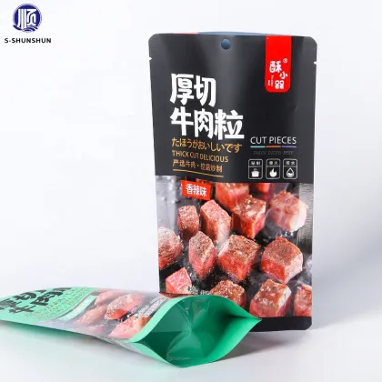 Custom Logo Printed Stand Up Zipper Plastic Bags for Dried Meat and Beef Jerky Packaging