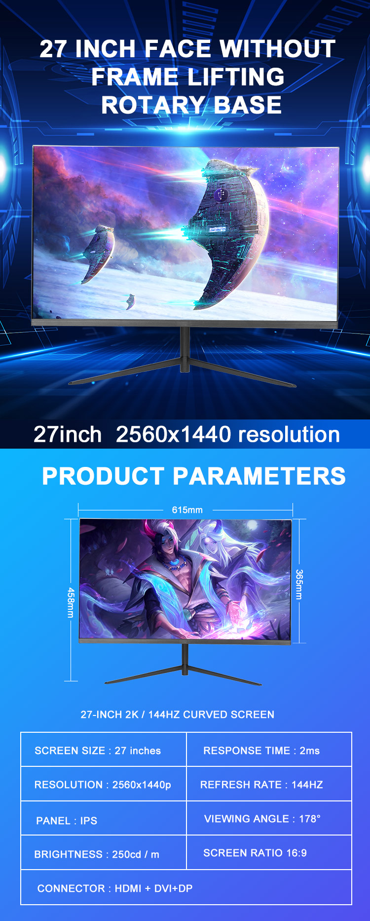 Chigo 27 Inch 1080p Gaming Monitor 144hz Led Display, High Quality ...