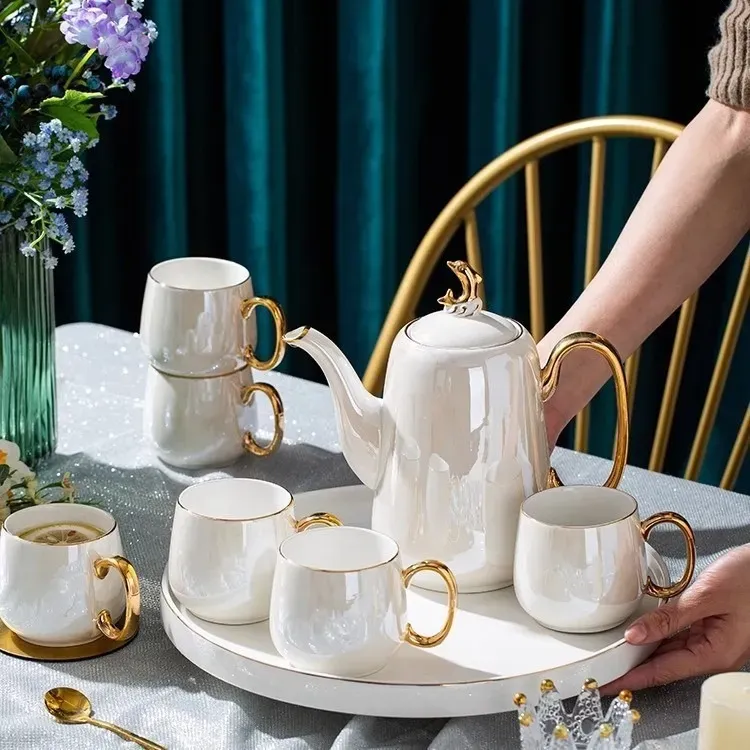 Nordic Phnom Penh Ceramic Coffee Tea Set with Tray