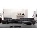 Luxe moderne lederen sectionele bank met chaise lounge