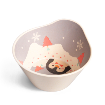 Wholesale Biodegradable Cute Bamboo Fiber Fruit Dessert Candy Bowl With Handle For Kids