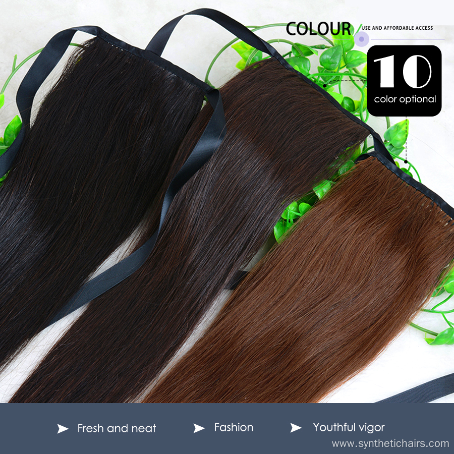 Pure Color Silk Straight Clip-In Ponytail Hair Extension