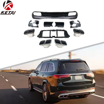Diffuser belakang gaya GLS63 berkualitas tinggi dengan tips hitam perak untuk Benz x167 AMG 2019-2022