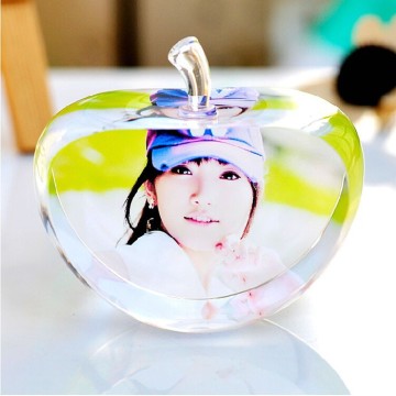 crystal apple with led base crystal ball with colour printing