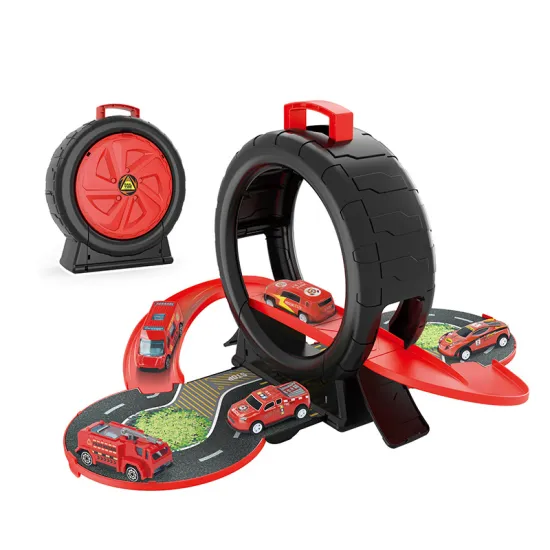 Novelty Tyres Design Toy Track Parking Lot & Slot Car Adventure for Kids (Ages 3-5) - 6 Pcs Sliding Alloy Cars