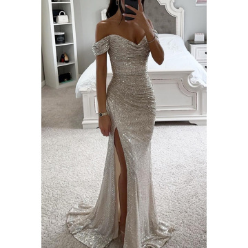 Stage performance crystal sleeveless evening gown