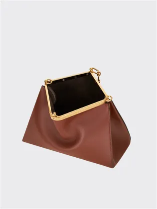 Metal and Leather Harmony Luxe Brown Crossbody Bag