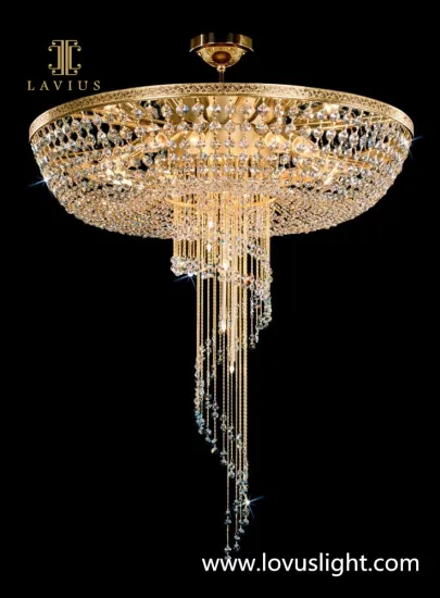 Golden crystal light luxury modern style hotel chandelier hotel banquet hall custom chandelier creative decorative chandelier